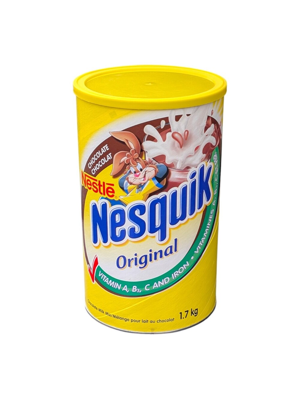 Vintage Nestlé Nesquik Empty Collector Tin Can 1.7kg 60oz Bilingual French Engli